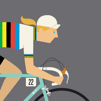 Personalised Female Cycling Print, Rainbow Jersey, 9 of 9