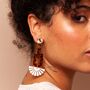 Rio Tortoiseshell And White Fan – Art Deco Acrylic Statement Dangle Earrings, thumbnail 1 of 5