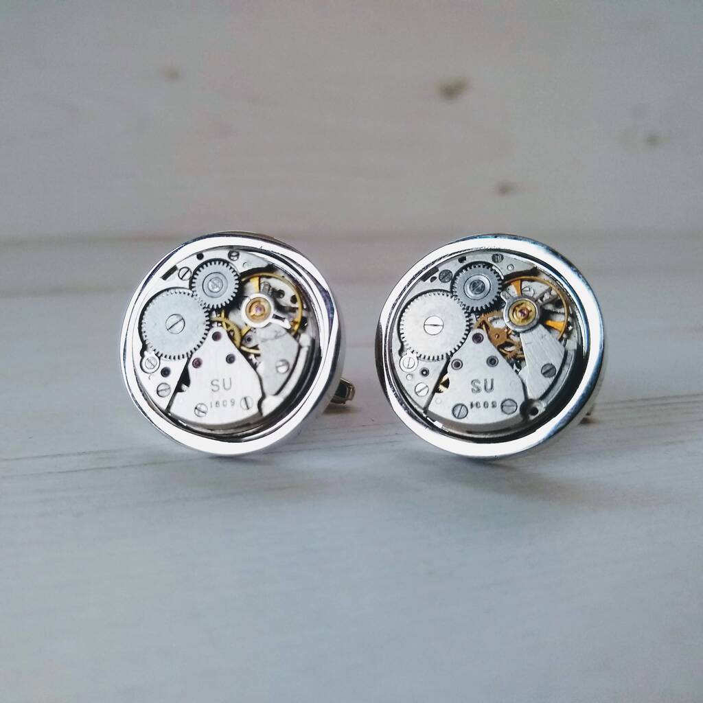 Image of Round Watch Movement Cufflinks