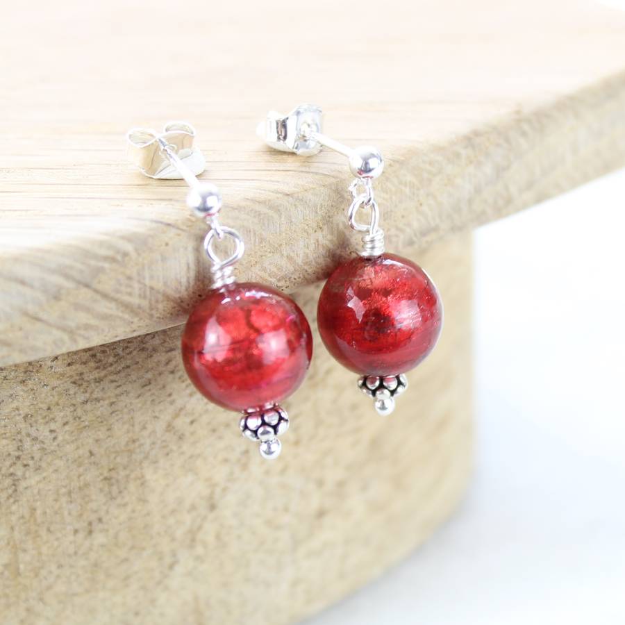 round murano glass earrings by bish bosh becca | notonthehighstreet.com