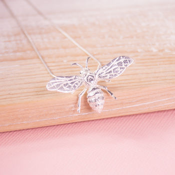 Large Silver Honey Bee Pendant, 2 of 3