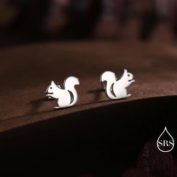 Sterling Silver Squirrel Stud Earrings, 3 of 11