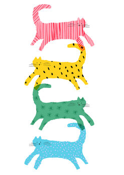 Stack Of Colourful Cats Art Print, 2 of 3