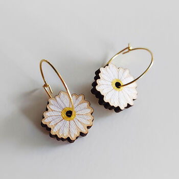Daisy Charm Gold Plated Hoop Earrings, 4 of 7