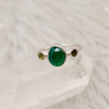 Green Onyx Tourmaline Sterling Silver Ring, 4 of 10