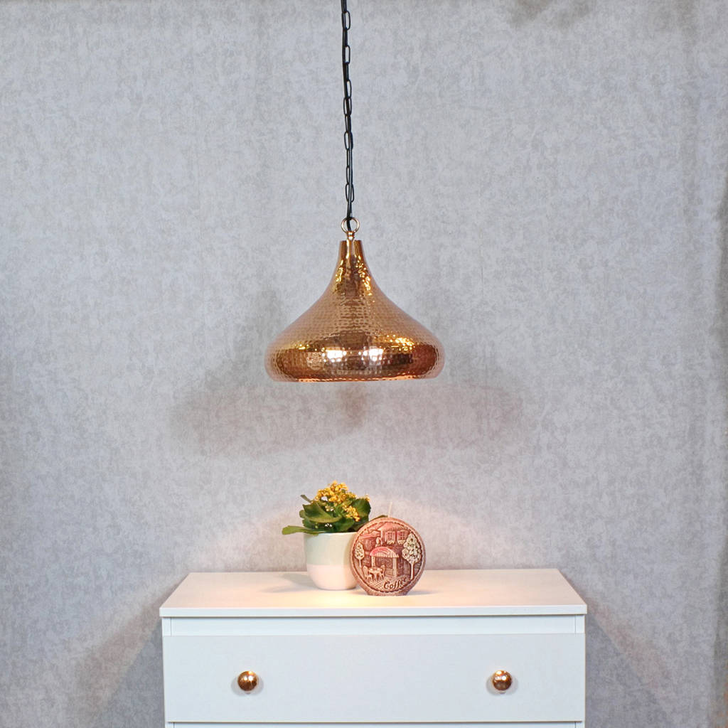 Copper Hammered Pendant Light By G Decor Notonthehighstreet Com   Original Copper Hammered Pendant Light 