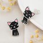 Girls Sterling Silver Black Cat Stud Earrings, thumbnail 1 of 6