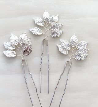 Silver Leaf Hair Pins, 4 of 4