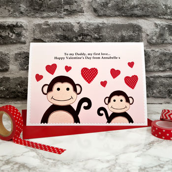 'Monkeys' Mummy / Daddy Personalised Valentines Card, 2 of 5