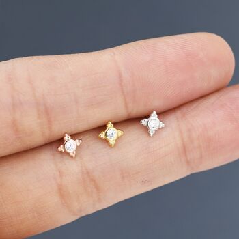 Extra Tiny Dotted Cluster And Cz Stud Earrings, 4 of 12