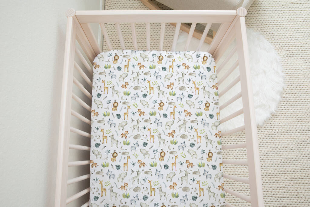 Safari Baby Animals Cot Bed Sheet, 1 of 3