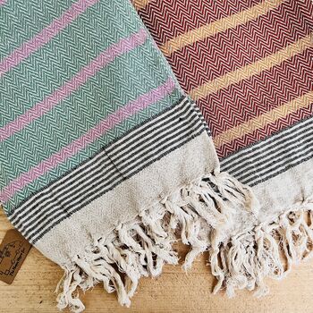 Striped Hand Loomed Fringed Blanket Throw, 8 of 8