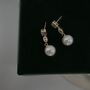 Pearl Drop Bezel Set Moissanite Drop Earrings In 14k Gold Sterling Silver, thumbnail 9 of 12