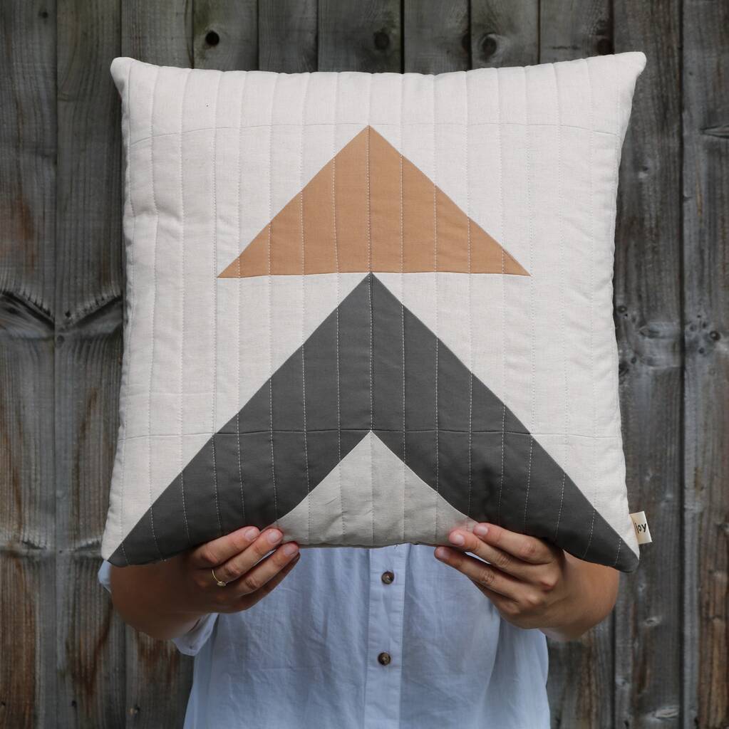 Triangle Pattern Hopton Clay Quilted Cushion, 1 of 4