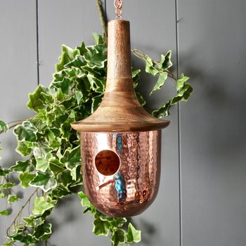 Copper Bird House With Wooden Roof Ltzaf016, 5 of 8