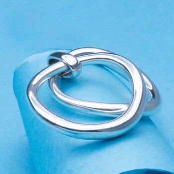 Curved Eternity Sterling Silver Double Stacking Ring, 4 of 7