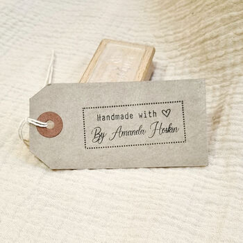 Crafters Gifts / Handmade By Personalised Rubber Stamp, 3 of 3
