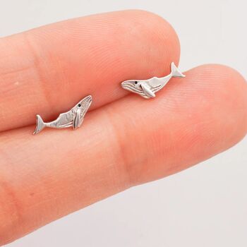 Humpback Whale Stud Earrings In Sterling Silver, 3 of 11