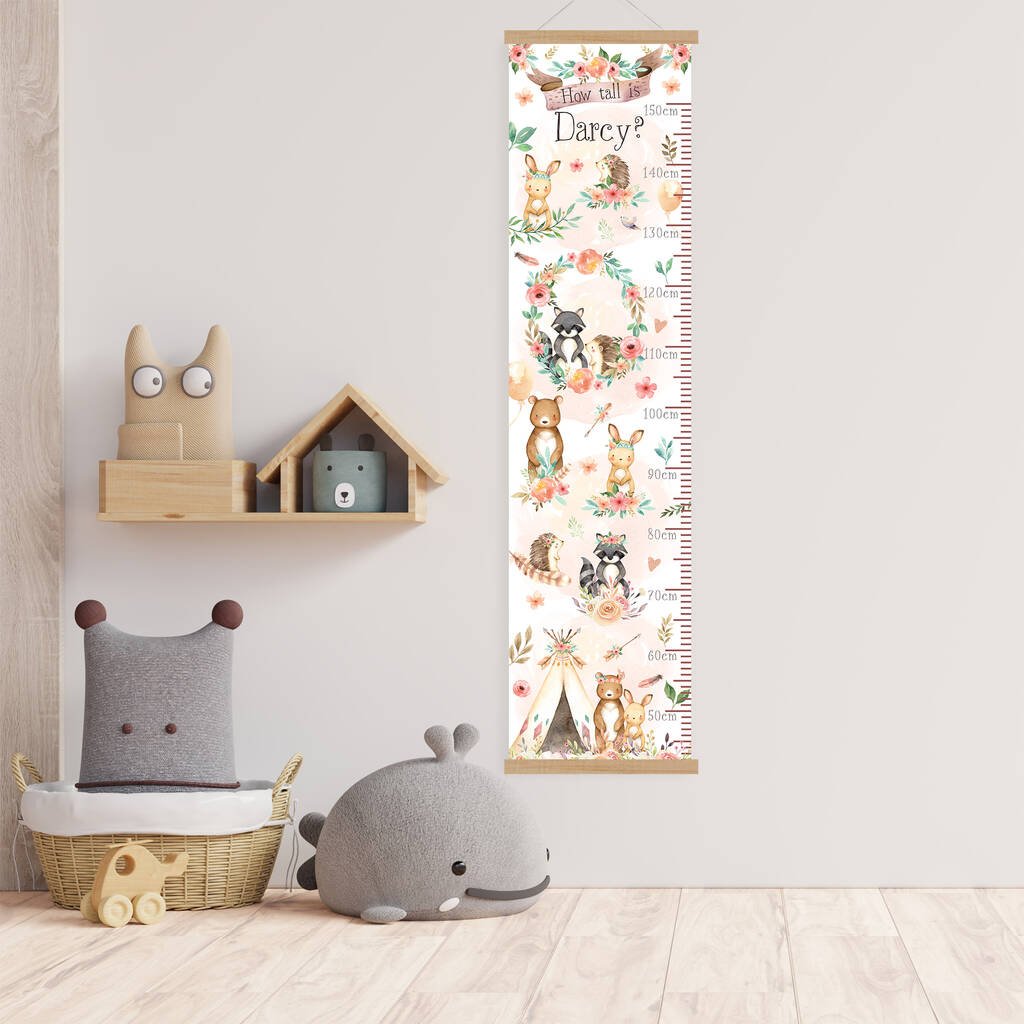 Personalised Boho Tribe Animals Height Chart, 1 of 5