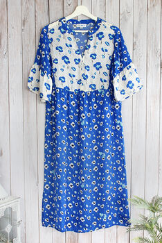 Rosella Dress In Blue Poppies, 6 of 7