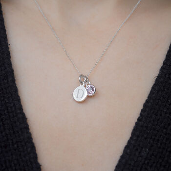 Personalised Initial Necklace With Birthstone Charm, 3 of 11