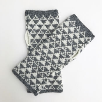 Ladies Knitted Wrist Warmers Triangles Pattern, 3 of 7