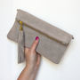 Personalised Soft Slouchy Suede Tassel Clutch Bag, thumbnail 6 of 11