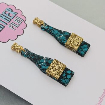 Champagne Bottle Glitter Resin Earrings, 3 of 5