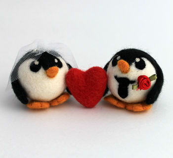 Penguin Wedding Cake Topper Bride And Groom Penguin, 5 of 6