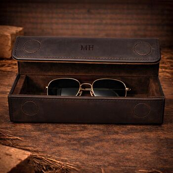 Personalised Genuine Leather Eyeglasses Case Portable Holder For Sunglasses And Reading Glasses, 3 of 8