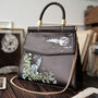 Wolf And Moon Embroidered Charcoal Satin Tote, thumbnail 2 of 8
