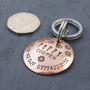 Dog ID Tag. Personalised Domed Copper Disc With Flowers, thumbnail 4 of 10