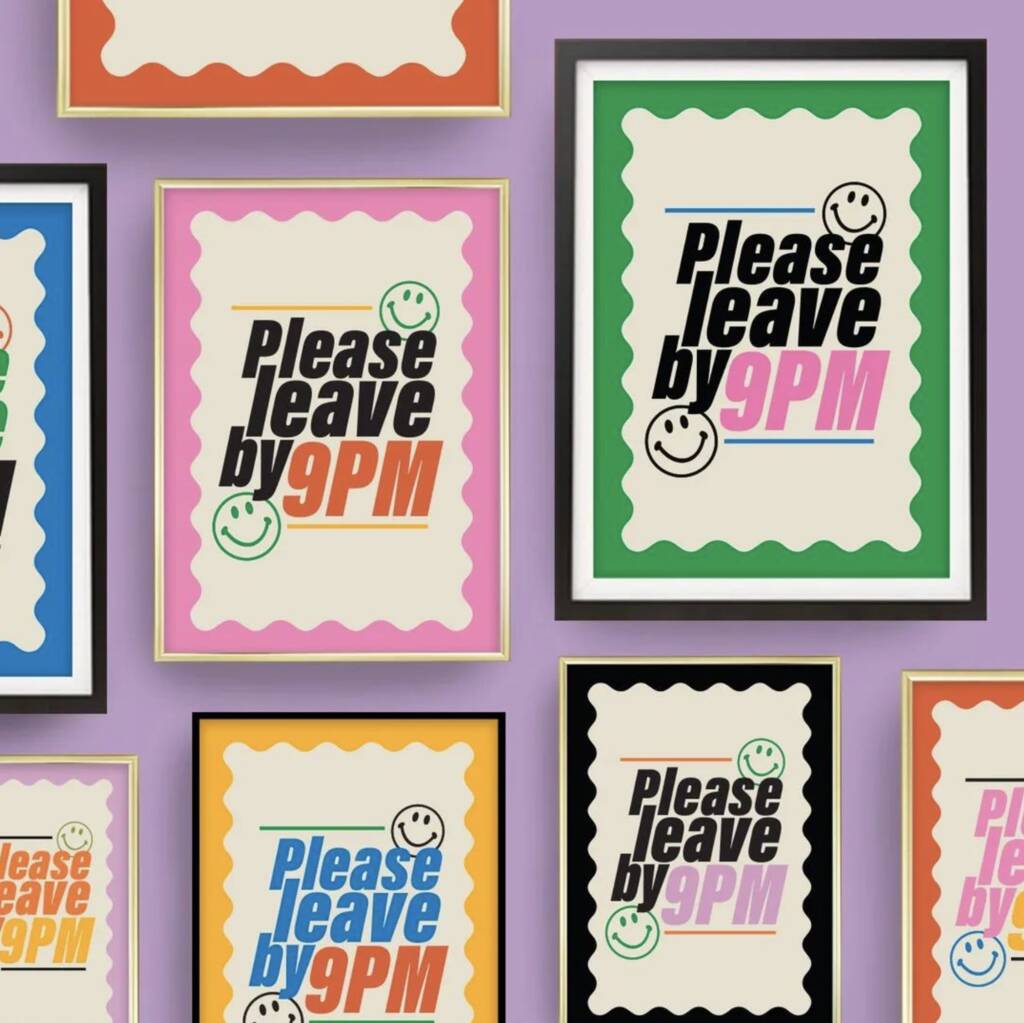Personalised 'Please Leave By 9pm' Quote Print, 1 of 8