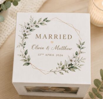 White Distressed Wedding Photo Cube Box, 4 of 4