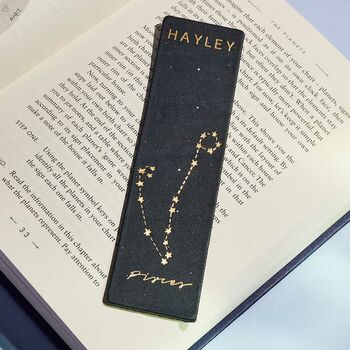 Personalised Star Sign Leather Bookmark, 6 of 9