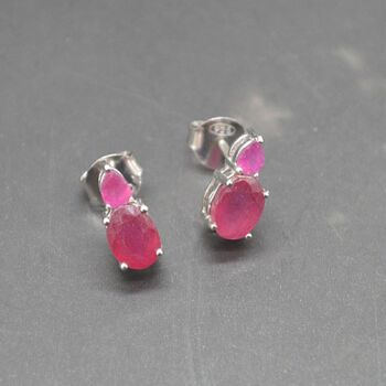 Ruby Silver Stud Earrings: July Birthstone Jewelry, 4 of 7