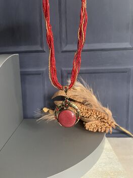 Red Braided Statement Necklace, 6 of 7