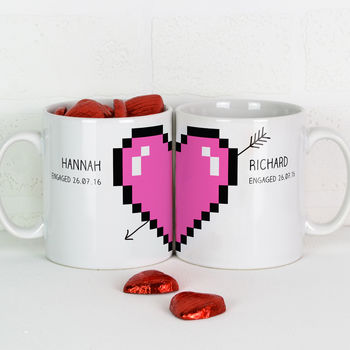 Personalised Pixel Love Heart Mugs Pair, 2 of 5