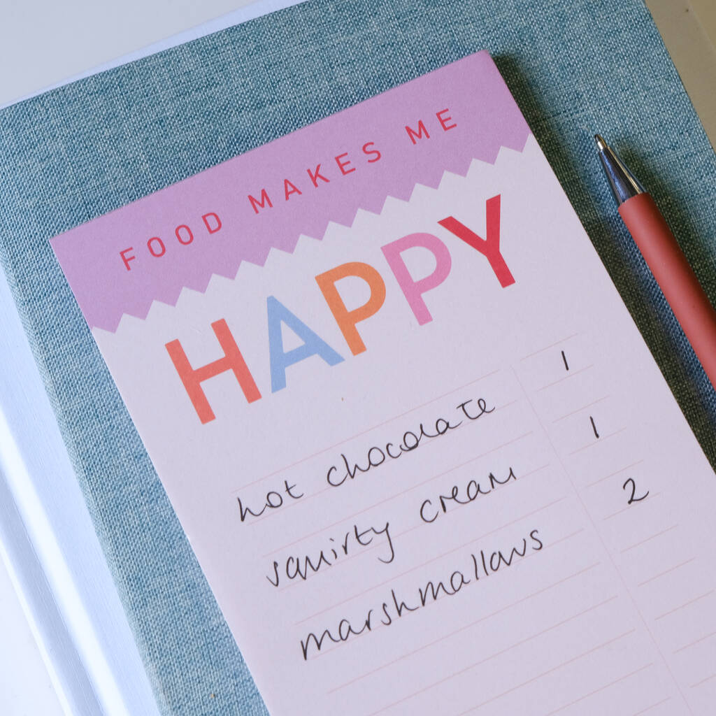 Food Makes Me Happy Shopping List Pad By Bread & Jam