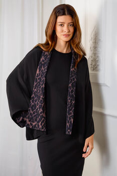 Leopard Print And Black Reversible Kimono, 3 of 10