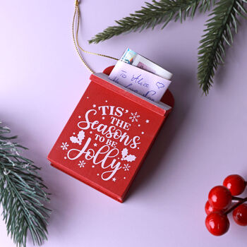 G Decor Tis The Season Wooden Post Box Christmas Secret Note And Gift Holder, 3 of 4