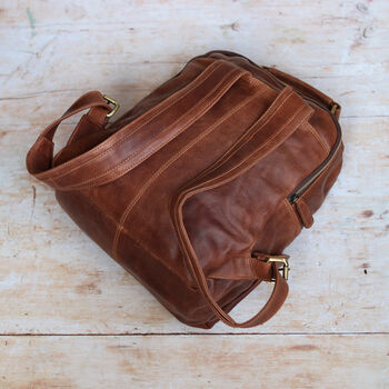 Leather Pocket Backpack, Brown, 3 of 5