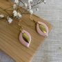 Pink Ceramic Leaf Earrings Gold Plated, thumbnail 4 of 7