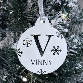 Personalised Name And Initial Christmas Bauble, 9 of 12