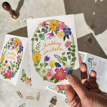 Whimsical Flower Garden Concertina Invitations, 2 of 9
