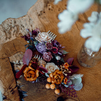 Autumnal Floral Bridal Hair Comb, 6 of 10