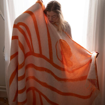 Swedish Wool Throw Blanket Sofia Lind Orange, 2 of 4