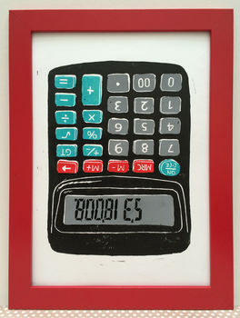 Cheeky School Calculator Linocut Wall Art, 2 of 4