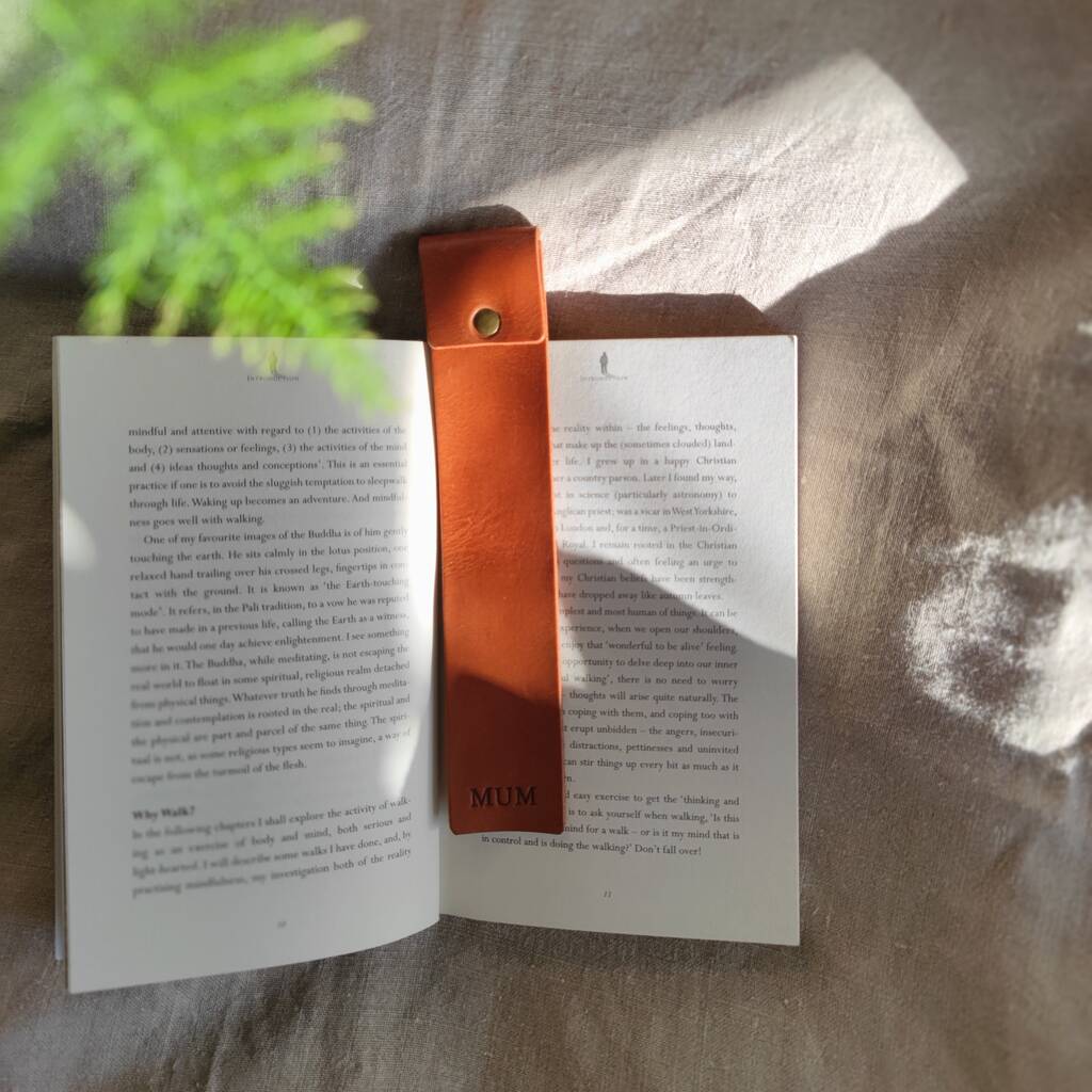 Personalised Tan Leather Bookmark By Wild Origin