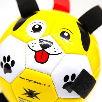 Personalised Dog Football Ball With Dog Tug Straps, 10 of 11